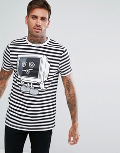 Футболка в полоску с принтом ASOS - Белый