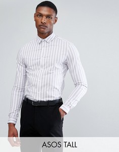 Фиолетовая строгая рубашка зауженного кроя в полоску ASOS TALL - Фиолетовый