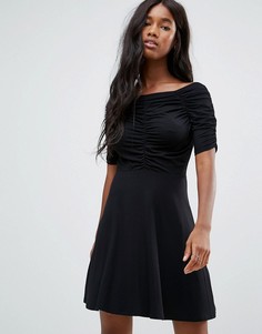 Чайное платье мини со сборками ASOS - Черный