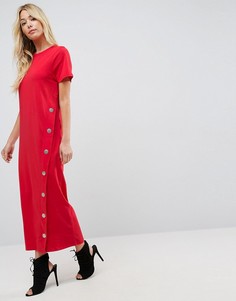 Платье-футболка макси с кнопками ASOS - Черный