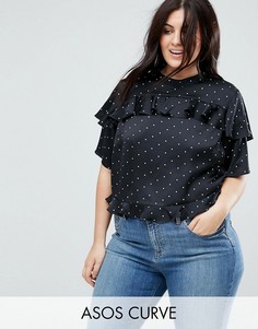 Кроп-топ в горошек с оборками ASOS CURVE - Мульти