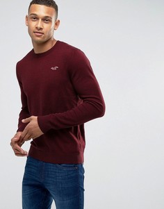 Бордовый джемпер с круглым вырезом и логотипом Hollister Uniform - Красный