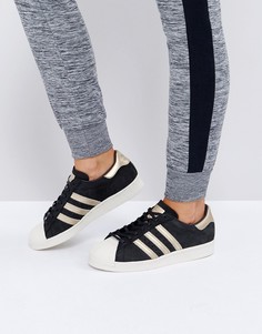 Черные кроссовки в стиле 80-х с золотистой отделкой adidas Originals Superstar - Черный