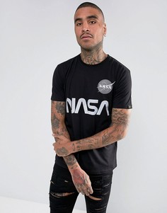 Черная футболка со светоотражающим принтом Nasa Alpha Industries - Черный