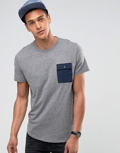 Футболка с контрастным карманом и асимметричным краем Esprit - Серый