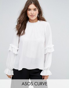 Блузка с оборками ASOS CURVE - Белый
