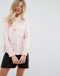 Асимметричная блузка с оборками ASOS - Розовый