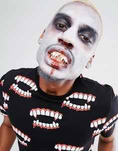 Обтягивающая футболка с принтом клыков ASOS Halloween - Черный