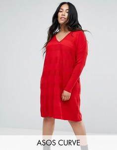 Вязаное платье оверсайз ASOS CURVE - Красный