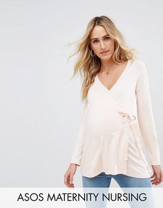 Топ с запахом и крупными люверсами ASOS Maternity NURSING - Розовый