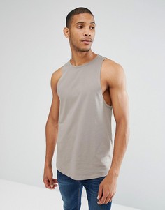 Свободная майка с закругленным краем ASOS - Коричневый