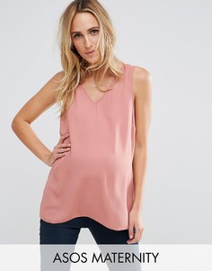 Топ для беременных с V-образным вырезом спереди и сзади ASOS Maternity - Розовый