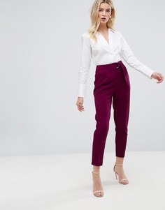Широкие брюки со складками и D-образными кольцами ASOS Tailored - Фиолетовый