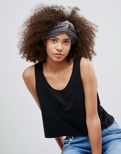Бархатная повязка на голову ASOS - Серый