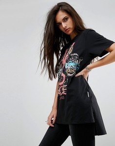 Футболка бойфренда с логотипом и принтом тигров Versace Jeans - Черный