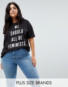 Футболка с принтом We Should All Be Feminists Boohoo Plus - Черный