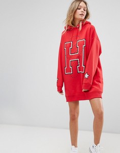 Длинное платье с заклепками и логотипом Tommy Hilfiger - Красный