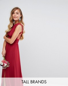 Платье макси с кружевной отделкой TFNC Tall WEDDING - Красный