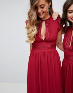 Платье миди с кружевной отделкой TFNC Tall WEDDING - Красный