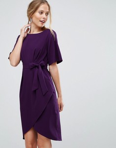 Платье-футляр с запахом и поясом оби Closet London - Мульти