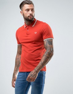 Узкое поло с кантом Fred Perry - Красный