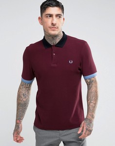 Фактурное облегающее поло с контрастным воротником Fred Perry - Красный