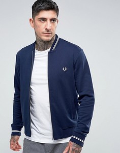 Темно-синий свитшот на молнии с капюшоном Fred Perry - Темно-синий