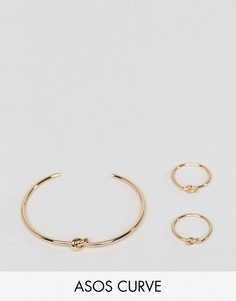 3 кольца с узлом и браслет-манжета ASOS CURVE - Золотой