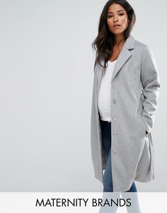 Пальто из ткани с добавлением шерсти Mamalicious - Серый Mama.Licious