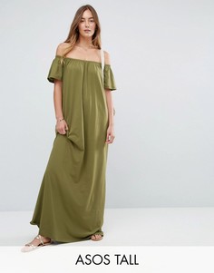Платье макси с открытыми плечами ASOS TALL - Зеленый