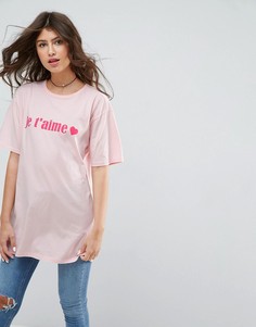 Футболка с принтом Je TAime ASOS - Розовый