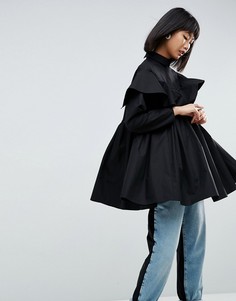 Oversize-рубашка с оборками ASOS WHITE - Черный