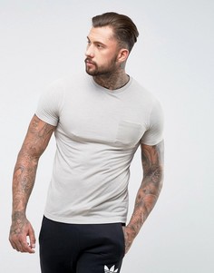 Бежевая футболка из смешанного льна с карманом ASOS - Бежевый