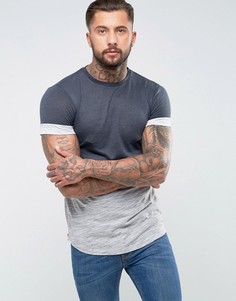 Длинная комбинированная футболка с молниями цвета розового золота ASOS - Серый