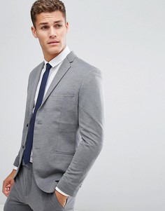 Трикотажный премиум-пиджак узкого кроя Jack &amp; Jones - Серый