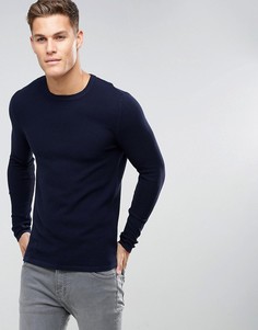 Джемпер из вафельного трикотажа Jack &amp; Jones - Темно-синий