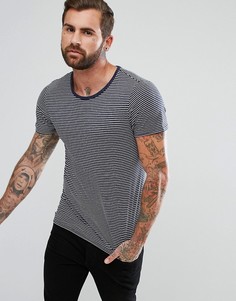 Темно-синяя футболка с карманом в полоску Lee Jeans - Темно-синий