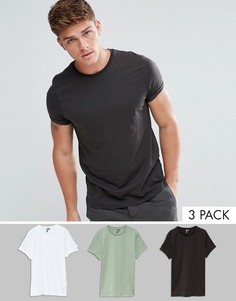 3 футболки с закатанными рукавами ASOS - СКИДКА - Мульти