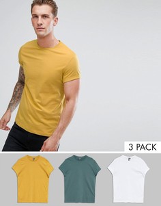 3 футболки с закатанными рукавами ASOS - СКИДКА - Мульти