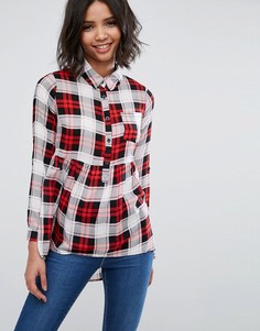 Рубашка в клетку с удлиненной спинкой Influence - Красный