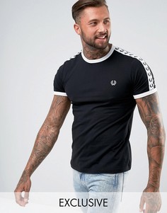 Черная футболка узкого кроя с лентой на рукавах Fred Perry Sports Authentic - Черный