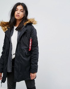 Парка с искусственным мехом на капюшоне Alpha Industries Explorer - Черный