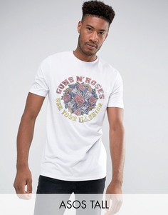 Удлиненная футболка с принтом Guns N Roses ASOS TALL - Белый