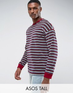 Oversize-лонгслив с полосками в стиле ретро ASOS TALL - Мульти