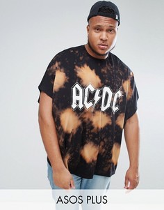 Оверсайз-футболка с надписью ACDC и выбеленным принтом ASOS PLUS - Черный