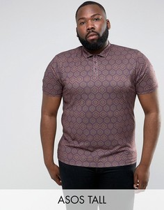 Футболка-поло со сплошным принтом ASOS PLUS - Красный