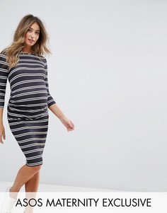 Облегающее платье в двойную полоску ASOS Maternity - Мульти