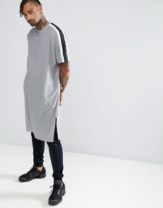Длинная сетчатая оверсайз-футболка с кантом ASOS - Серый