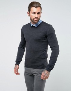Серый обтягивающий джемпер из мериносовой шерсти ASOS - Серый