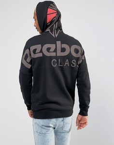 Худи черного цвета с молнией Reebok BQ3367 - Черный